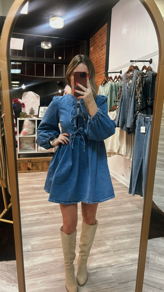 Blue Jean Bow Dress