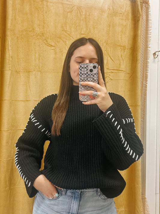 Black and White Knitted Sweater