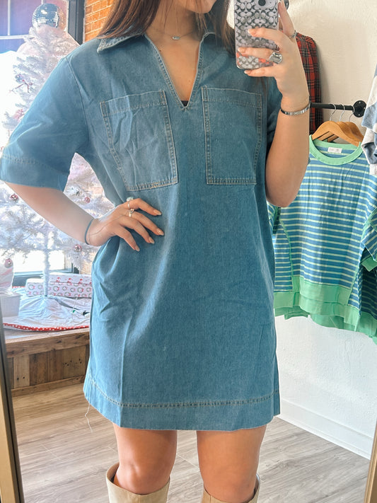 Blue Jean Pocket Dress